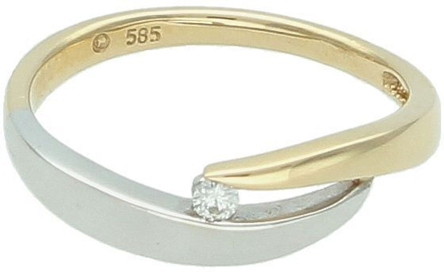 Złoty pierścionek z diamentem Harmonia Blasku 585  Żółte i białe złoto  Rozmiar 11.jpg